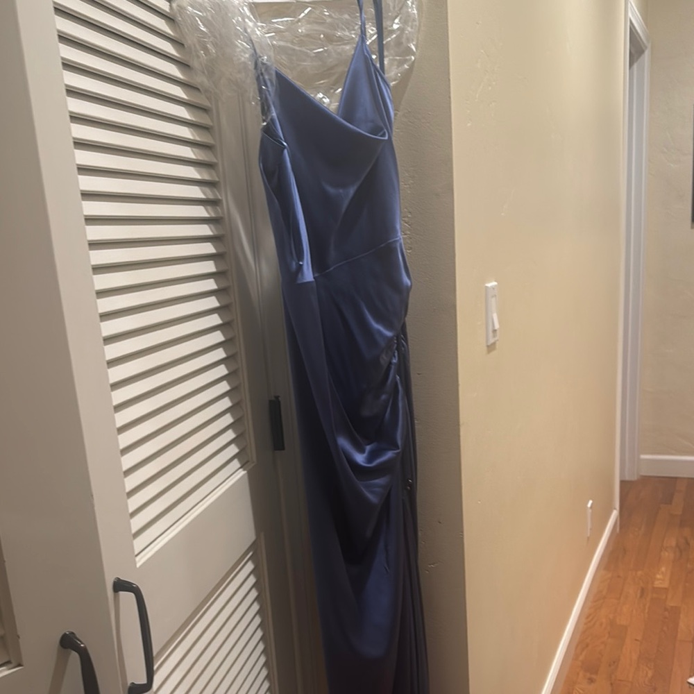 Veronica Beard Blue Spaghetti Strap Maxi Gown